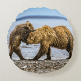 Almofada Redonda Ursos castanhos costeiros