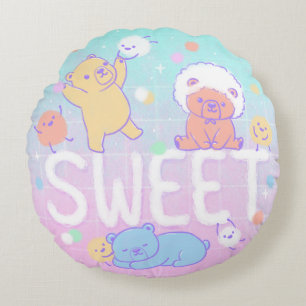 Almofada Redonda Ursos Doces com Monstros Fluffy