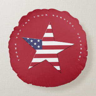 Almofada Redonda USA Star Obrigado pelo seu serviço, Veterans Day