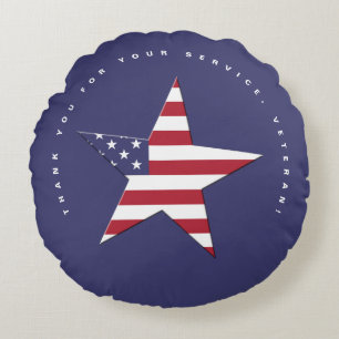 Almofada Redonda USA Star Obrigado pelo seu serviço, Veterans Day