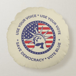 Almofada Redonda Use seu Crachá de Liberdade Patriótica