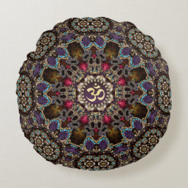 Almofada Redonda V2-Vintage Bohemian Spirit OM Yoga Round Cushion