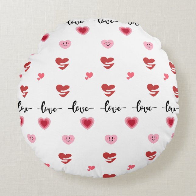 Almofada Redonda Valentine Round Pillow love text (Frente)