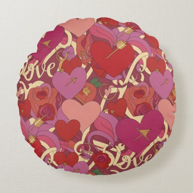Almofada Redonda Valentine’s Day Throw Pillow Collection | Romantic (Frente)