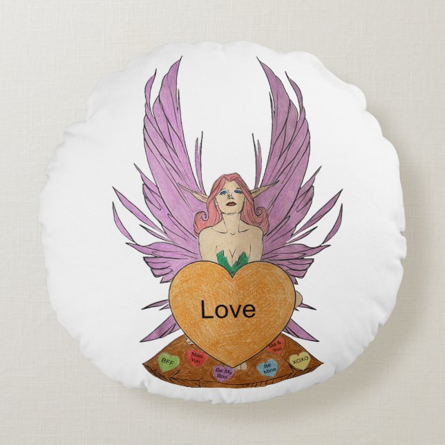 Almofada Redonda Valentines Faerie (Frente)