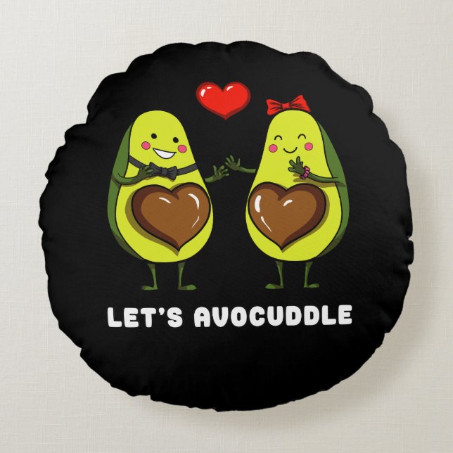 Almofada Redonda Vamos Avocuddle Cute Avocado Vegan Piada (Frente)
