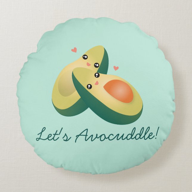 Almofada Redonda Vamos Avocuddle Funny Cute Avocados Pun Humor (Frente)