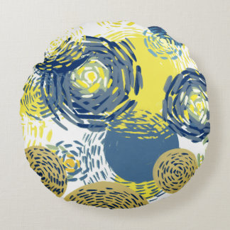 Almofada Redonda Van Gogh Inspirou Blues, amarelos, Travesseiro dec