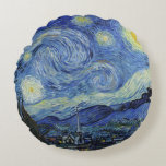 Almofada Redonda Van Gogh * Starry Night<br><div class="desc">A Noite Estrelada por Van Gogh. Por favor,  visite minha loja para obter design mais interessante e mais opções de cores. => zazzle.com/iwheels*</div>
