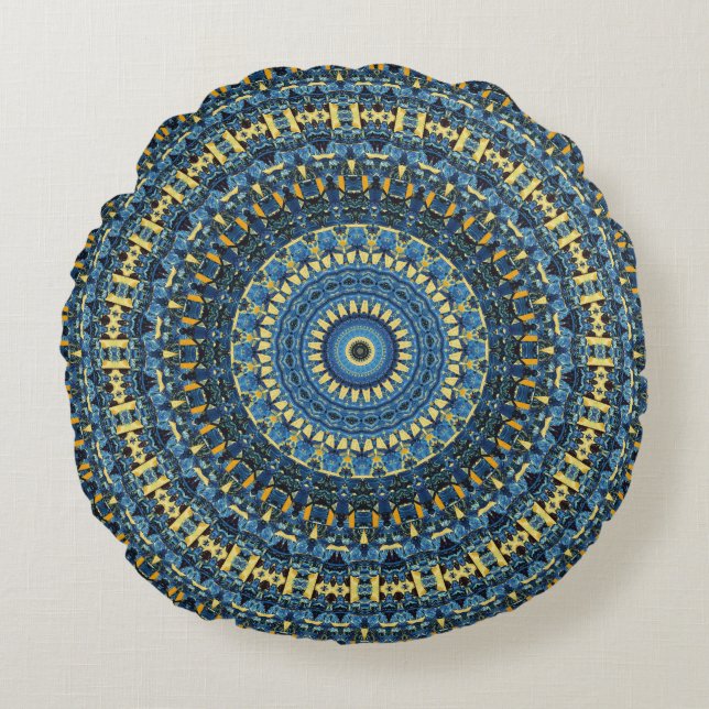 Almofada Redonda Van Gogh Starry Night Abstrato Groovy Boho Mandala (Frente)