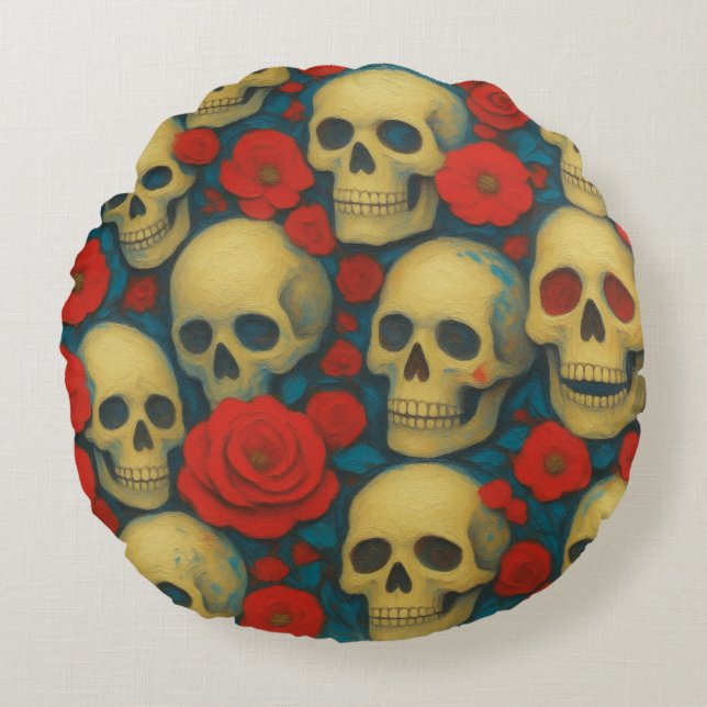 Almofada Redonda Vanitas & Roses (Frente)
