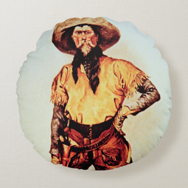 Almofada Redonda Vaqueiro de Texas, c.1890 (óleo em canvas) (Frente)