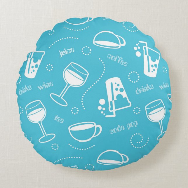 Almofada Redonda Várias bebidas (Frente)