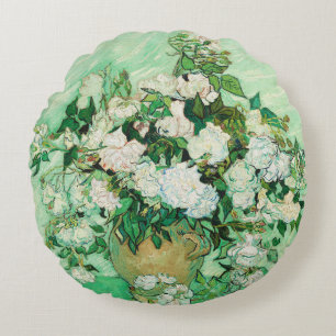 Almofada Redonda Vaso com Rosas Cor-de-Rosa, Vincent Van Gogh