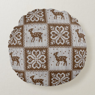 Almofada Redonda Veados de inverno: padrão de colheita.