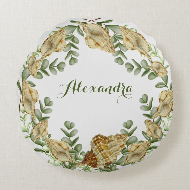 Almofada Redonda Vedante de Cana Náutica do Mar Verde (Frente)