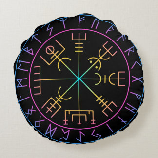 Almofada Redonda Vegvisir Viking Compass Symbol Design