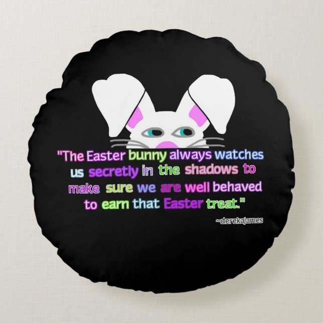Almofada Redonda Vejo Você, Travesseiro decorativo Da Páscoa Bunny  (Frente)