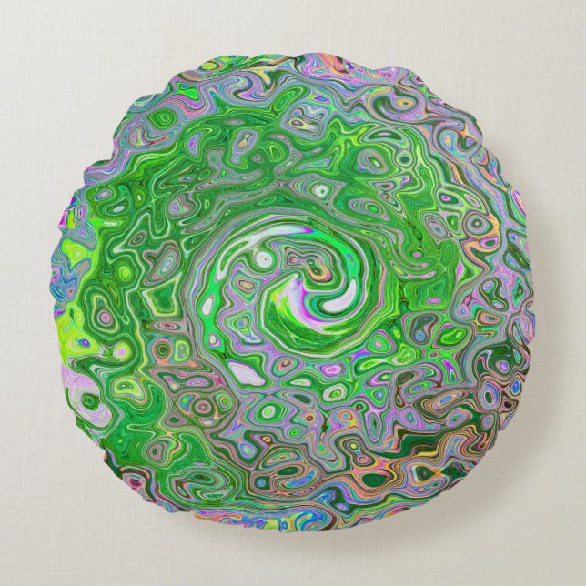 Almofada Redonda Verde limão de triquete e espiral retrorreflectora (Frente)