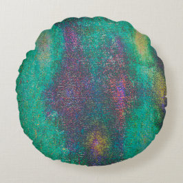 Almofada Redonda Verde vestido e envelhecido com tom ciano