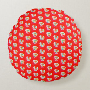 Almofada Redonda Vermelho com designs de arte