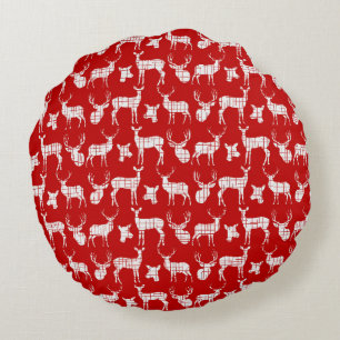 Almofada Redonda Vermelho com Travesseiro redondo branco