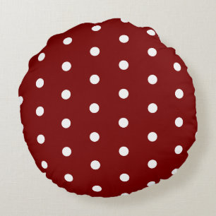 Almofada Redonda Vermelho Escuro com Na moda de Ênfase ponto Branco