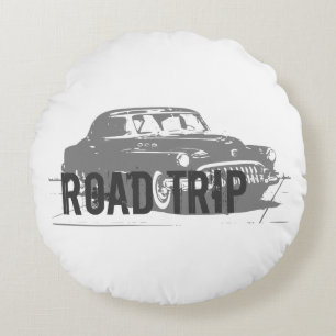 Almofada Redonda Viagem de Carro Antigo