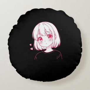 Almofada Redonda "Vibrações de Amor de Anime"