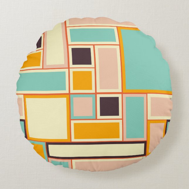 Almofada Redonda Vibrant abstract pattern with rectangles (Frente)