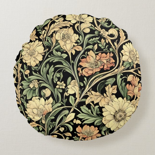 Almofada Redonda Victorian-style floral pattern  (Frente)