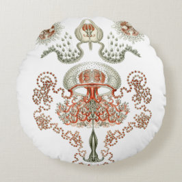 Almofada Redonda Vida Aquática ~ Haeckel ~ Bichos-de-Jellyfish