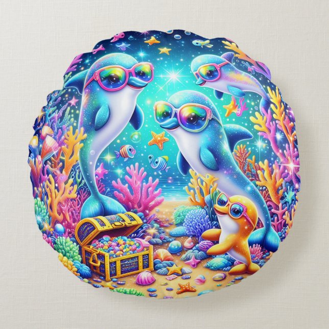 Almofada Redonda Vida marinha (Frente)