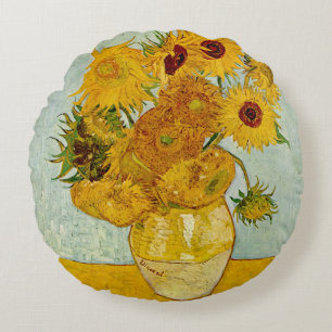 Almofada Redonda Vincent Van Gogh 12 Girassóis Impressionista