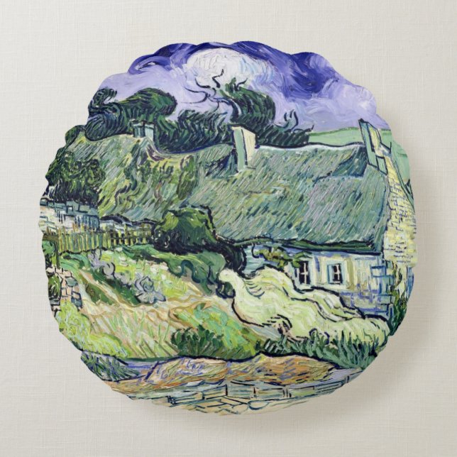 Almofada Redonda Vincent van Gogh | Thatched casas de campo em (Frente)