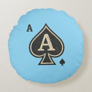 Almofada Redonda Vintage Ace of Spades - Pôquer em Descanso
