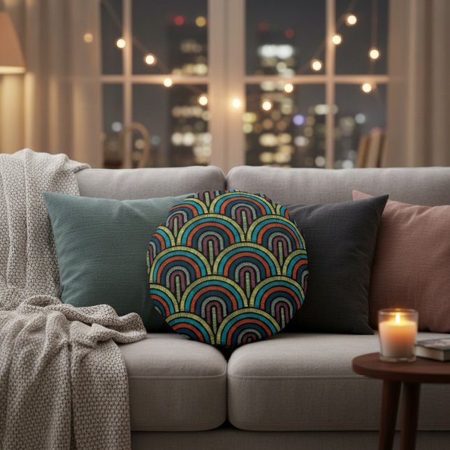 Almofada Redonda Vintage Art Deco (Criador carregado)