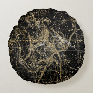 Almofada Redonda Vintage Celestial Star Map Background
