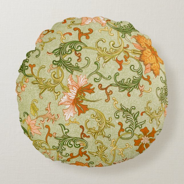 Almofada Redonda Vintage Chinese Ornament Jones Flowers (Frente)