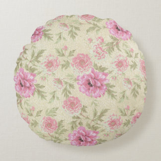 Almofada Redonda Vintage Cor-de-rosa-rosa Rosa Floral