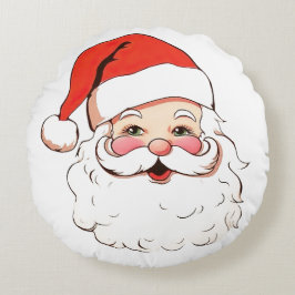 Almofada Redonda Vintage de Natal - Cláusula Santa Simples Branca