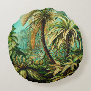 Almofada Redonda Vintage Ernst Haeckel - Palmas Botânicas