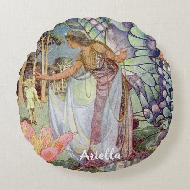 Almofada Redonda Vintage Fairy (Frente)