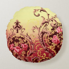 Almofada Redonda Vintage floral rosa elegante vitoriano