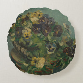 Almofada Redonda Vintage Flowers Van Gogh Basket of Pansies