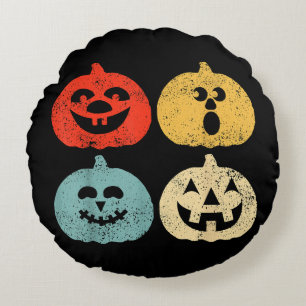 Almofada Redonda Vintage Halloween Pumpkin Funny Retro Gift