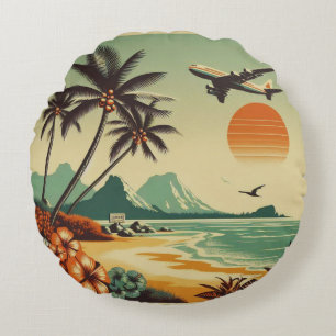 Almofada Redonda Vintage Hawaii/Tropical