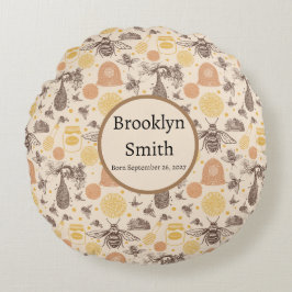 Almofada Redonda Vintage Honey Bumblebee Personalizado