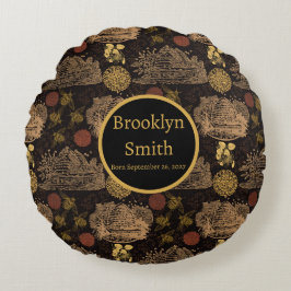 Almofada Redonda Vintage Honeycomb Bee Black Nursery