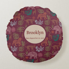 Almofada Redonda Vintage Jungle Safari Rosa